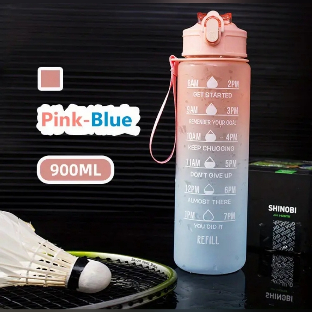 32oz/900mL Motivational Water Bottle With Straw